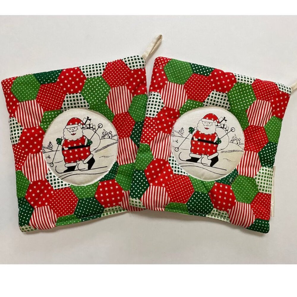 Vintage Christmas Pot Holders Cooking Baking